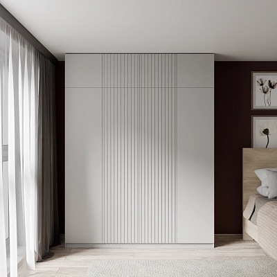 Шкаф с антресолью и фрезерованными фасадами Альтаир Серый